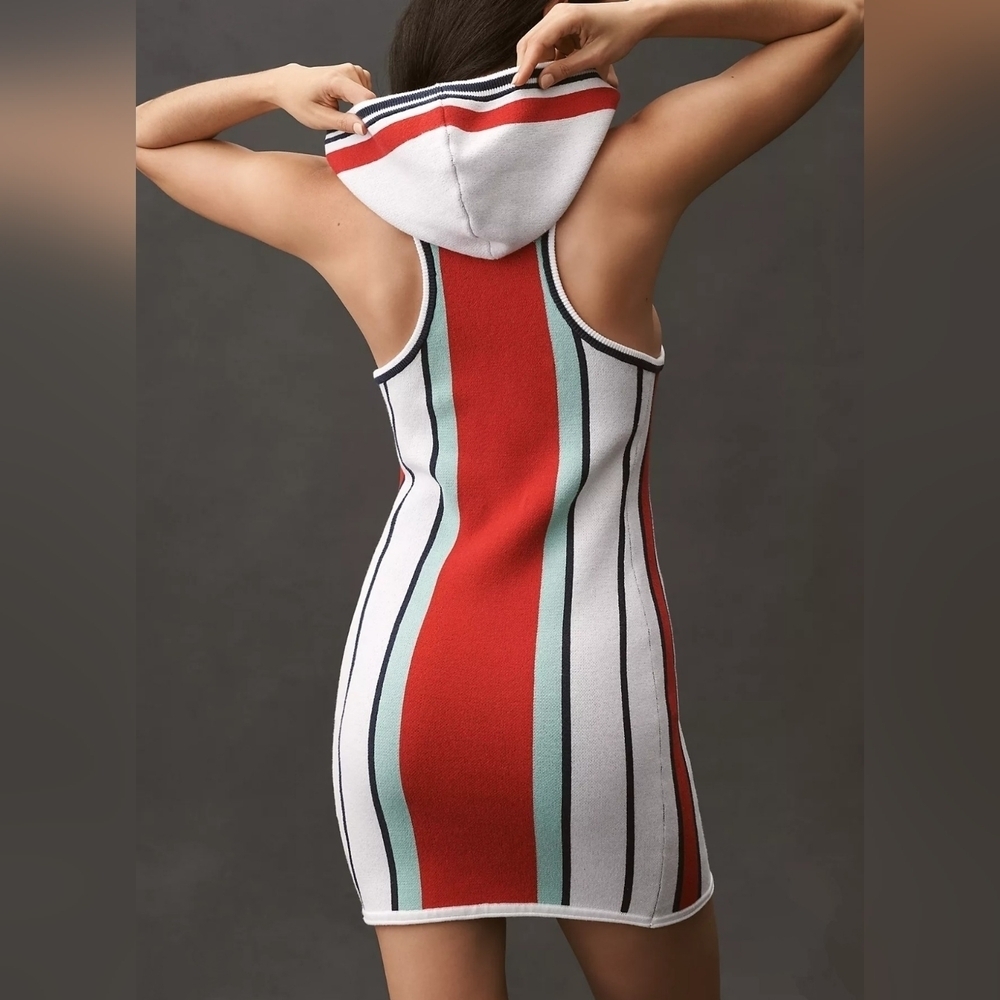 Daily Practice x Anthropologie Sleeveless Mini Dress Hoodie, Ivory & Red - Picture 3 of 7